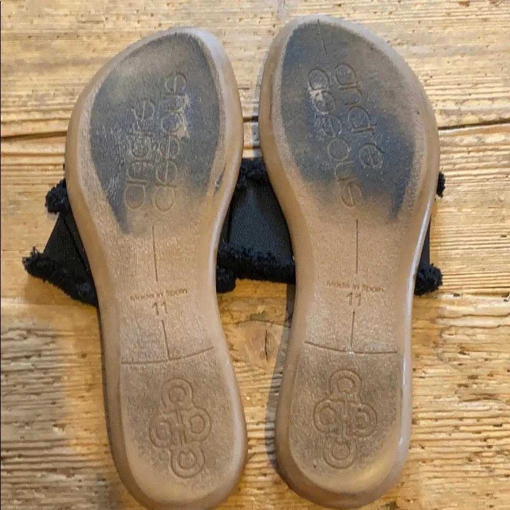 ANDRE ASSOUS COMFORTABLE‎ BLACK NANETTE FLAT THONG SANDALS SZ 11